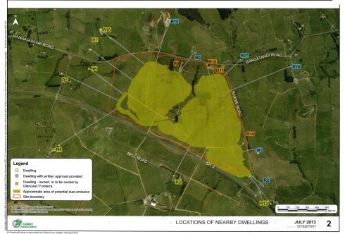 Map showing the houses that will be most affected by the mine